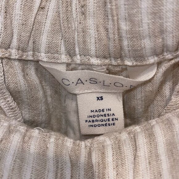 Caslon Linen Blend Elastic Waist Pull On Shorts Tan Striped NWT Size XS - Picture 3 of 7